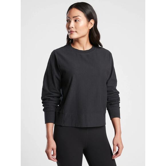 Athleta Tops - Athleta Farallon Garment Dye Sweatshirt Black Size Large